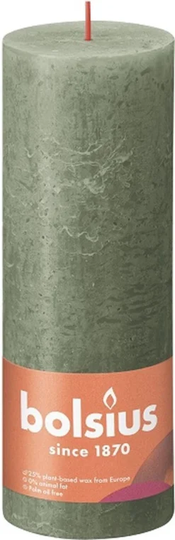 Bolsius - Rustieke Kaars - 4 Stuks - Olijf Groen - 19cm -Bolsius 390x1200 4