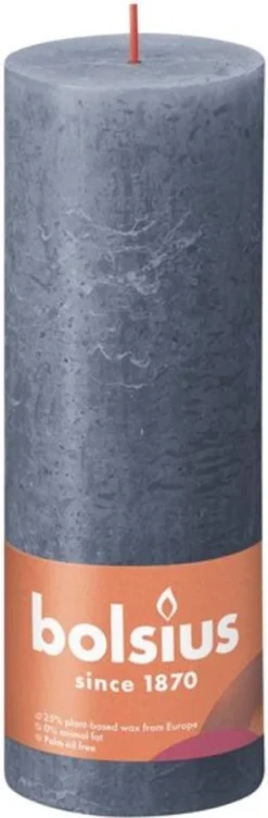 Bolsius Shine Collection Rustiek Stompkaars 190/68 Twilight Blue Schemerblauw