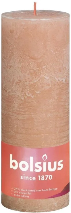 Bolsius Stompkaars Misty Pink Ø68 Mm - Hoogte 19 Cm - Roze/Grijs - 85 Branduren