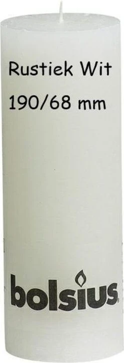 2 X Kaarsenhouder Kandelaar - 28 X 12 Cm- Incl. Bolsius Stompkaars Rustiek Wit 190x68 Mm -Bolsius 411x1200