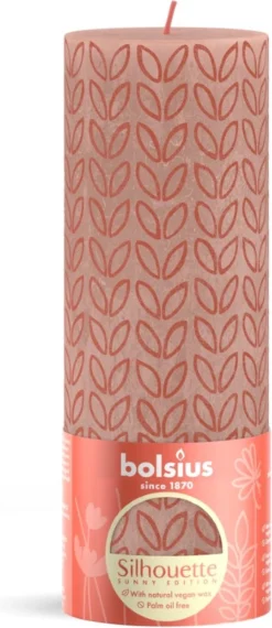 Bolsius Stompkaars Rustiek Print Misty Pink - 19 Cm / ø 7 Cm