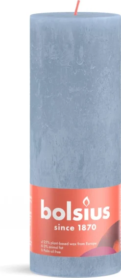 Bolsius - Rustieke Kaars - 4 Stuks - Licht Blauw - Sky Blue - 19cm -Bolsius 523x1200