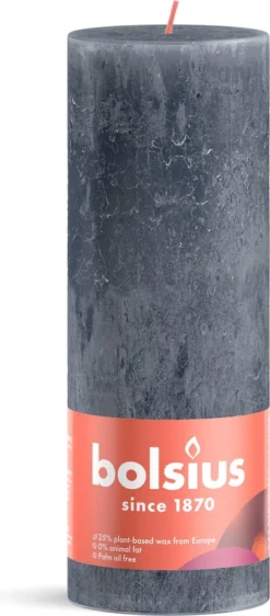 Bolsius - Rustieke Kaars - 4 Stuks - Donker Blauw - Slate Blue - 19cm -Bolsius 527x1200