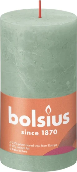 Bolsius Stompkaars Sage Green Ø68 Mm - Hoogte 13 Cm - Mintgroen - 60 Branduren