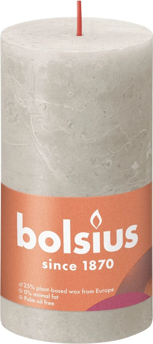 Bolsius Stompkaars Sandy Grey Ø68 Mm - Hoogte 13 Cm - Zandgrijs - 60 Branduren 1 Bolsius Stompkaars Sandy Grey Ø68 Mm - Hoogte 13 Cm - Zandgrijs - 60 Branduren