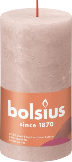 Bolsius - Rustieke Kaars - 4 Stuks - Poeder Roze - 13cm -Bolsius 537x1200 4