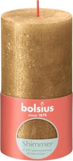 Bolsius Rustiek Stompkaars 130/68 Shimmer Gold