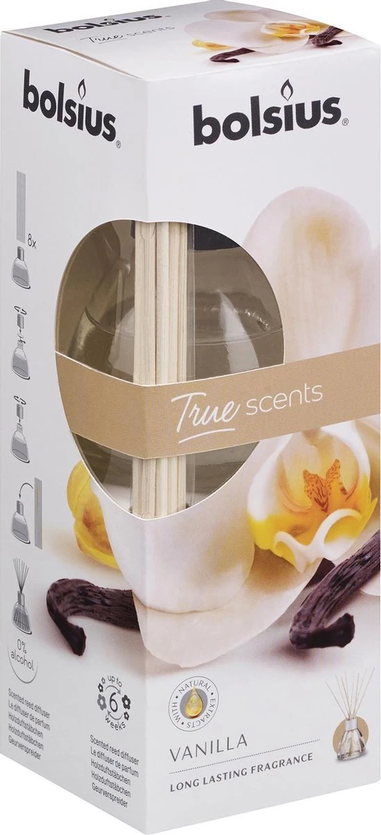 Bolsius True Scents Vanille Geurstokjes - 45ml 1 Bolsius True Scents Vanille Geurstokjes - 45ml