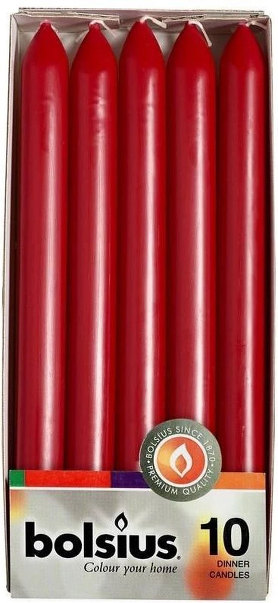 Bolsius Dinerkaarsen - Wijnrood - 10 Stuks 2 Bolsius Dinerkaarsen - Wijnrood - 10 Stuks - Afbeelding 2