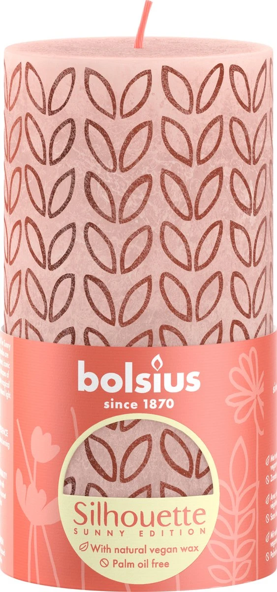 Bolsius - Rustieke Kaars - 4 Stuks - Licht Roze Met Print - 13cm - Paasdecoratie 4 Bolsius - Rustieke Kaars - 4 Stuks - Licht Roze Met Print - 13cm - Paasdecoratie - Afbeelding 4