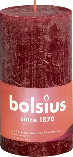 Bolsius - Rustieke Kaars - 4 Stuks - Rood - 13cm -Bolsius 564x1200