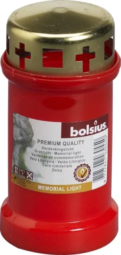 Bolsius - Graflicht - 12 Stuks - No.3 - Rood Met Deksel - Herdenkingskaars