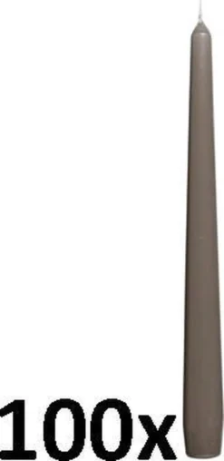 100 Stuks Bolsius Gotisch Taupe Dinerkaarsen 240/23 (7 Uur) -Bolsius 584x1200