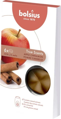 Bolsius True Scents Waxmelts Pack 6 True Apple Cinnamon -geur