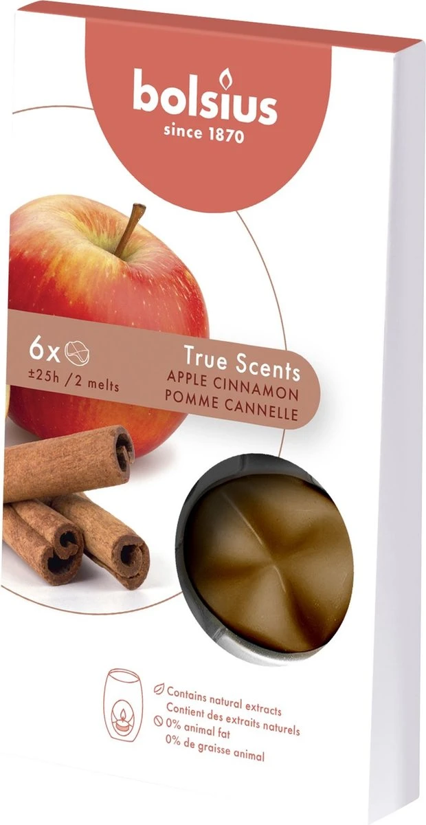 Bolsius True Scents Waxmelts Pack 6 True Apple Cinnamon -geur 1 Bolsius True Scents Waxmelts Pack 6 True Apple Cinnamon -geur