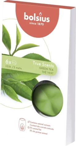 Bolsius Smeltbare Geur Wax Pak A 6st True Scents Green Tea