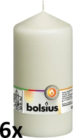 6 Stuks Bolsius Ivoor Stompkaarsen 150/80 (67 Uur)