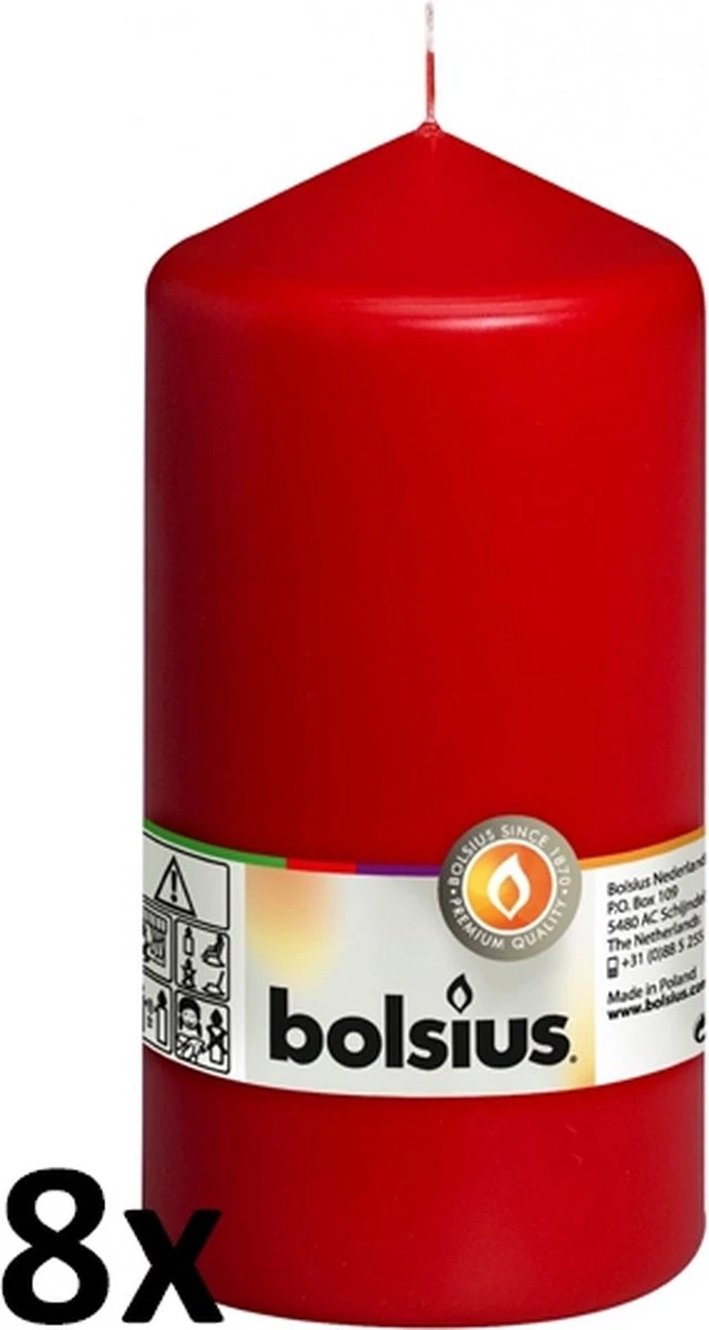Bolsius Stompkaars 150/80 - Rood (per 8 Stuks) 2 Bolsius Stompkaars 150/80 - Rood (per 8 Stuks) - Afbeelding 2