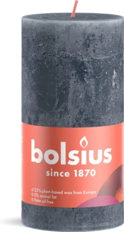 Bolsius - Rustieke Kaars - 4 Stuks Donker Blauw - Slate Blue - 13cm -Bolsius 644x1200