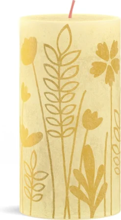 Bolsius - Rustieke Kaars - 4 Stuks - Licht Geel Met Print - 13cm - Paasdecoratie -Bolsius 658x1200