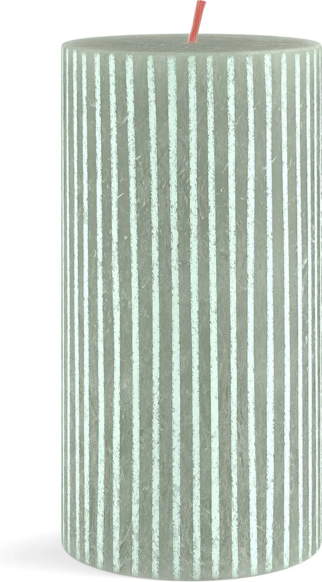 Bolsius - Rustieke Kaars - 4 Stuks - Licht Groen Met Print - 13cm 3 Bolsius - Rustieke Kaars - 4 Stuks - Licht Groen Met Print - 13cm - Afbeelding 3