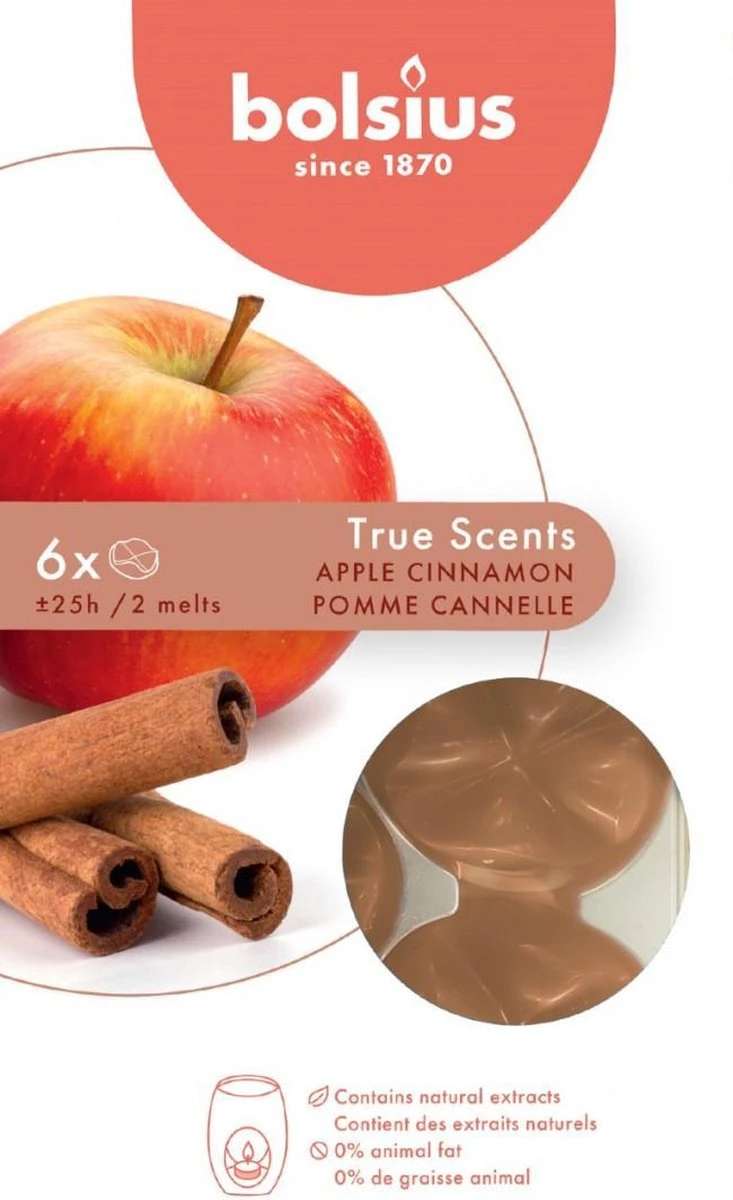 Bolsius True Scents Waxmelts Pack 6 True Apple Cinnamon -geur 2 Bolsius True Scents Waxmelts Pack 6 True Apple Cinnamon -geur - Afbeelding 2