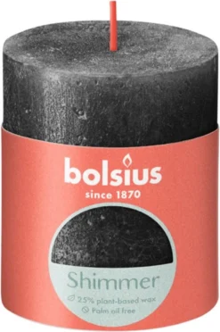 Bolsius Rustiek Stompkaars 80/68 Shimmer Anthracite