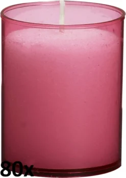80 Stuks Bolsius ReLight Kaars In Fuchsia Houder 64/50 (24 Uur)