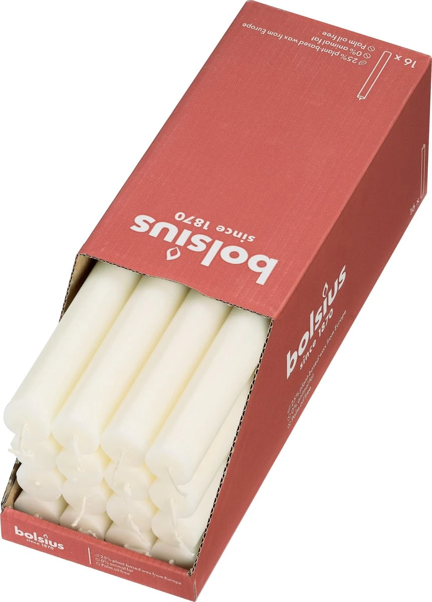 Bolsius - 16 Dinerkaarsen Rustiek - Ivoor - Paasdecoratie 1 Bolsius - 16 Dinerkaarsen Rustiek - Ivoor - Paasdecoratie