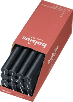 Bolsius - 16 Dinerkaarsen Rustiek - Antraciet - Donker Grijs