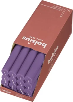 Bolsius - 16 Dinerkaarsen Rustiek - Paars - Paasdecoratie