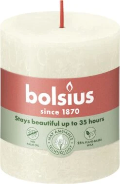 Bolsius Stompkaars Rustiek Shine Crème 35 Uur D 6,8 H 8 Cm