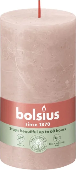 Bolsius Stompkaars Rustiek Shine Roze 60 Uur D 6,8 H 13 Cm