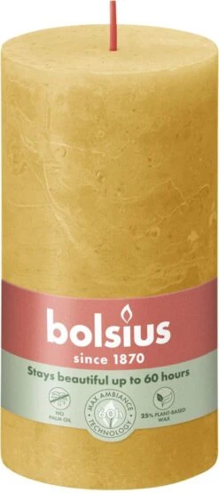 Bolsius Stompkaars Rustiek Shine Geel 60 Uur D 6,8 H 13 Cm