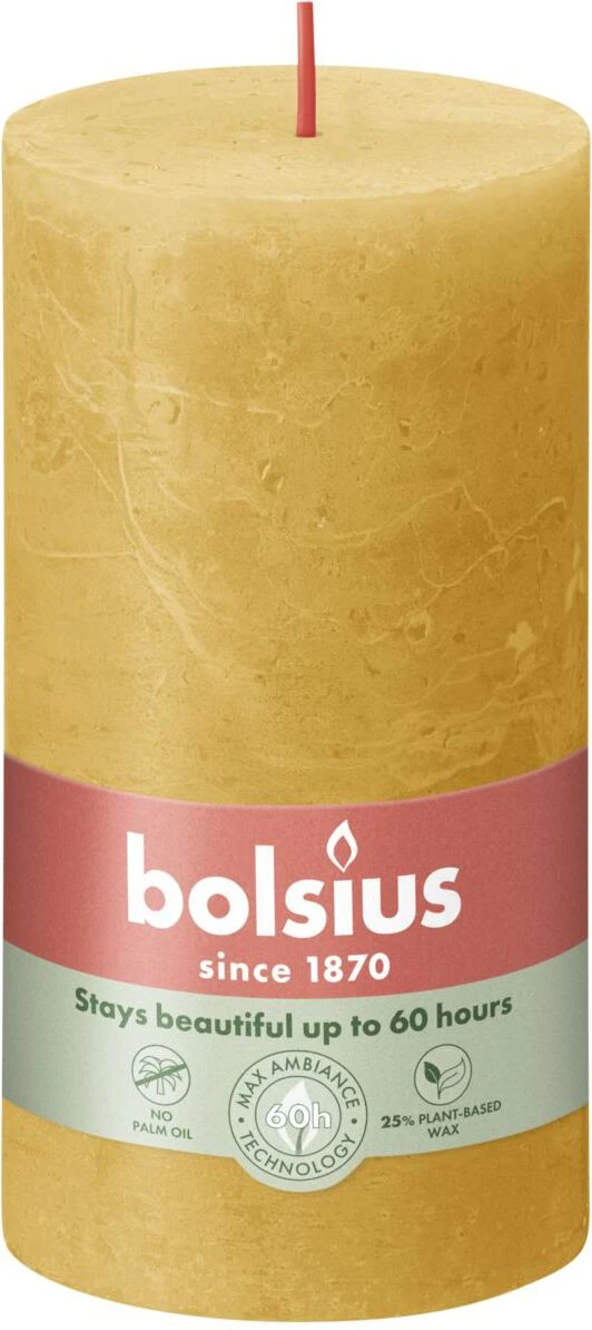 Bolsius Stompkaars Rustiek Shine Geel 60 Uur D 6,8 H 13 Cm 1 Bolsius Stompkaars Rustiek Shine Geel 60 Uur D 6,8 H 13 Cm