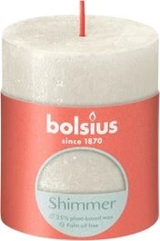 Bolsius Stompkaars Rustiek Shimmer Wit 35 Uur D 6,8 H 8 Cm