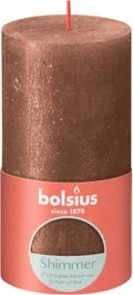 Bolsius Stompkaars Rustiek Shimmer Brons 60 Uur D 6,8 H 13 Cm