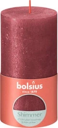 Bolsius Stompkaars Rustiek Shimmer Rood 60 Uur D 6,8 H 13 Cm