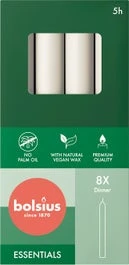 Bolsius Dinerkaars Essentials Wit 5 Uur D 2 H 17 Cm 8 Stuks