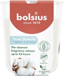 Bolsius Geurkaars True Scents Fresh Cotton Wit 25 Uur D 7,3 H 8,1 Cm