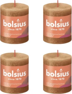 Bolsius Stompkaarsen Shine 4 St Rustiek 80x68 Mm Spice Brown