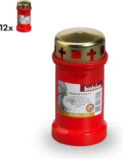 Bolsius - Graflicht - 12 Stuks - No.3 - Rood Met Deksel - Herdenkingskaars -Bolsius 930x1200