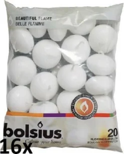 Bolsius - Drijfkaarsen - Wit - 320 Stuks