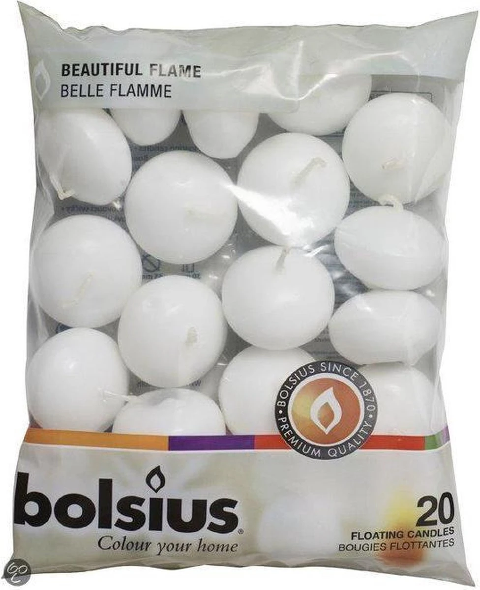 Bolsius Drijfkaarsen - 20 Stuks - Wit 3 Bolsius Drijfkaarsen - 20 Stuks - Wit - Afbeelding 3