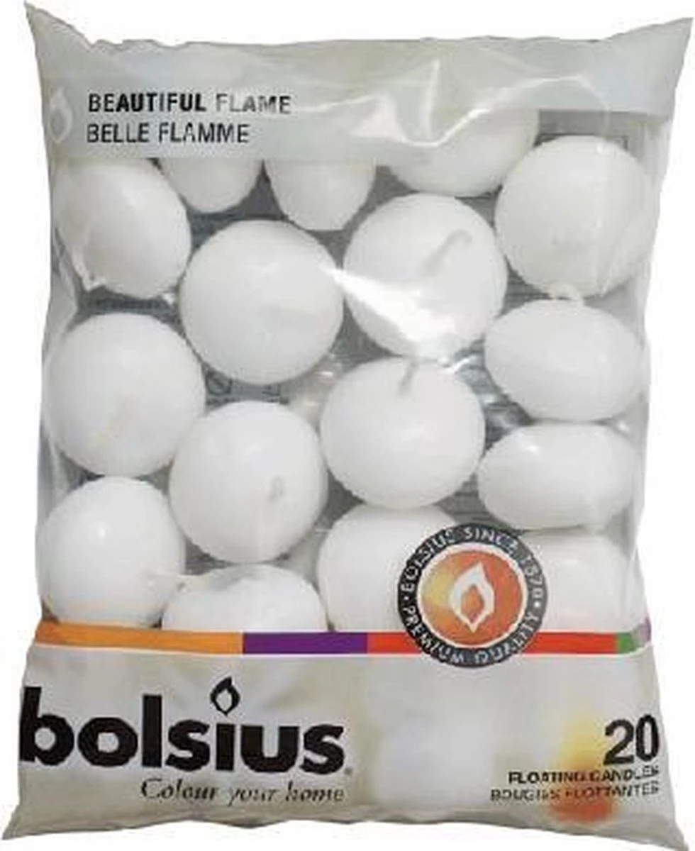 Bolsius Drijfkaarsen - 20 Stuks - Wit 2 Bolsius Drijfkaarsen - 20 Stuks - Wit - Afbeelding 2
